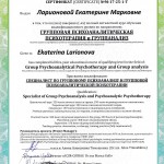 Международный сертификат Ларионова Екатерина Марковна